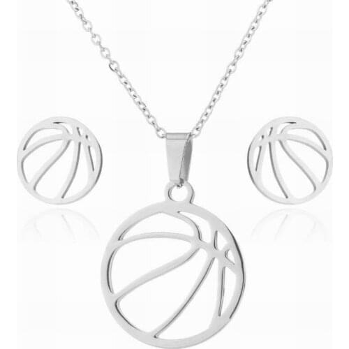 Fashion ball shaped earrings necklace sets wholesale men and women sports hollowed out tennis jewelry sets