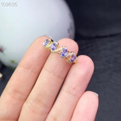 Luxury 100% Real And Natural Tanzanite Rings 925 Sterling Silver Fine Jewelry