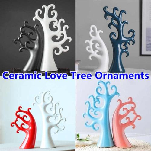Nordic Ins Ceramic Love Tree Decoration 32*15cm/24*10cm Cabinet Porcelain Ornaments Home Decor Tree Shape Figurines