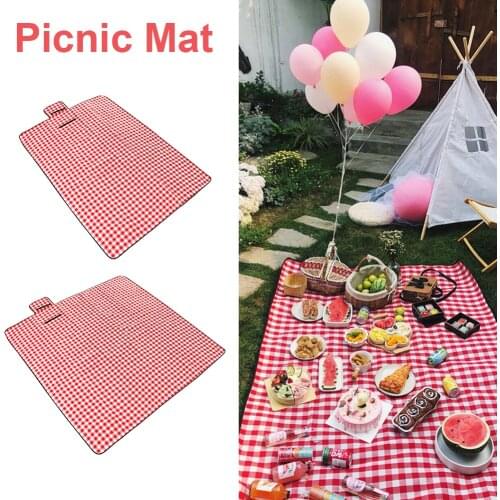 Folding Camping Mat Outdoor Beach Picnic Lightweig Waterproof Sleeping Oxford Camping Pad Mat Moistureproof Plaid Blanket
