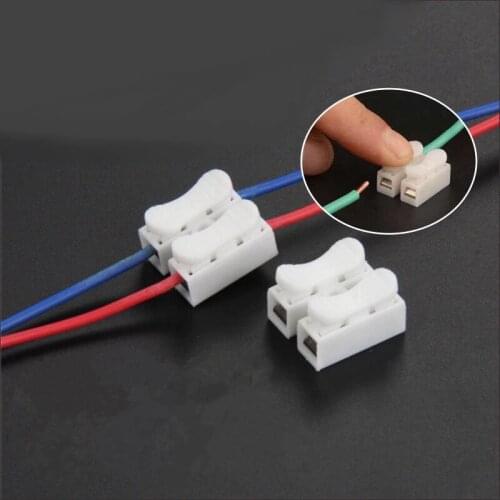 10pcs push type quick connection terminal two wire connector flame retardant plastic + alloy steel material end terminal
