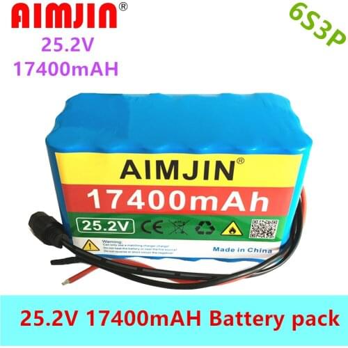 100% NEW 6s3p 25.2V 17.4Ah Battery Lithium Battery 25.2v 17400mAh Electric Bicycle Moped /Electric/Li Ion Battery Pack with BMS