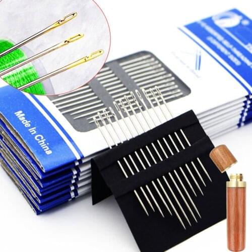 12 Pcs/set Blind Needle Elderly Needle-side Hole Hand Household Sewing Stainless Steel Sewing Needless Threading Apparel Sewing