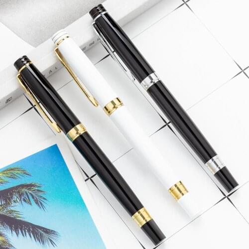 12 pcs/lot High Quality Business Metal Gel Pen Cute 0.5mm black ink Signature Pen School Office Supplies Promotional Gift