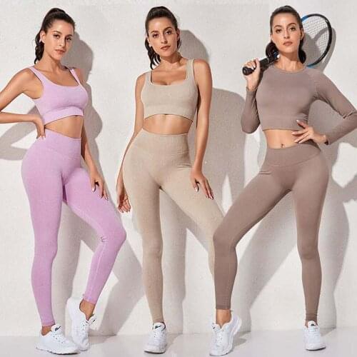 2/3 Pcs Seamless Yoga Sets Women Gym Clothes Long Sleeve Workout Fitness Gymwear Thick Fabric Sports Suits Sportswear
