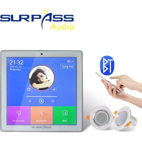 2/4 Channel Bluetooth In-wall Sound Amplifier Smart Home Theater System BGM Player 10w Waterproof Bathroom Ceiling Speaker Kit