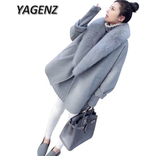 2021 High-end Winter Wool Jacket Short Cashmere Coat Women Clothing Slim Fox fur Solid Warm Outerwear Casual Lady Woolen Jackets