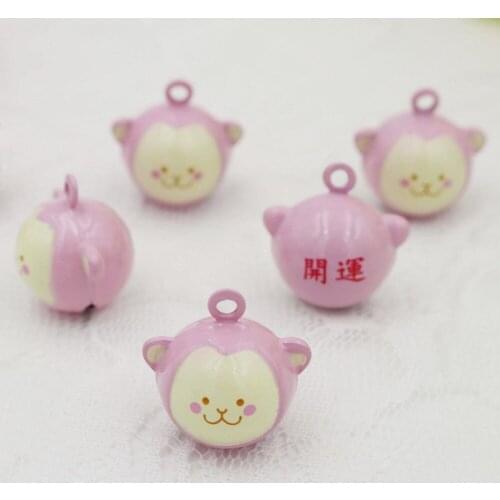4Colors Enamel Cute Lovely Monkey Bell Copper Cartoon Charms Festival Party Pets Necklace Pendant Decor