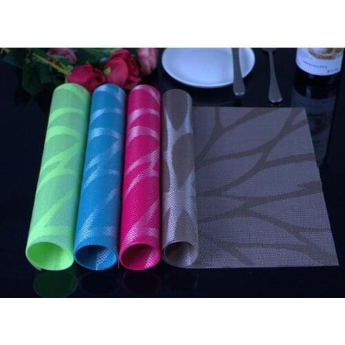 6pcs Dining Table Mat Kitchen Accessories Silicone Pvc Placemat Pad Placemats for Table Waterproof Heat Insulation Pads OK 1070