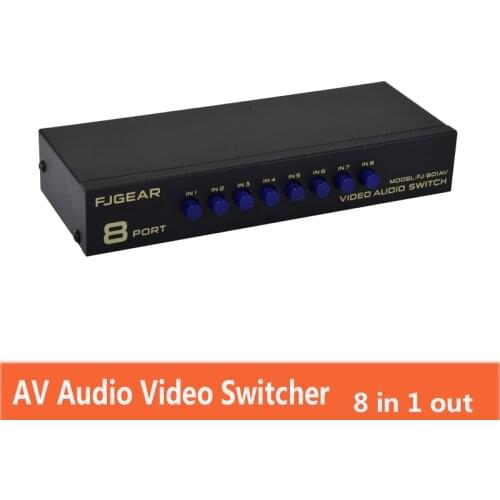 8 Port AV Switch Distributor RCA Audio Video Splitter Switcher TV DVD Monitor 8 in 1 out FJ-801AV