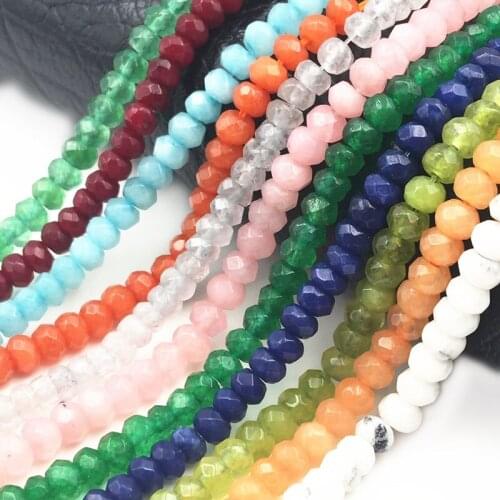 Natural Stone Abacus Faceted Chalcedony 2x4mm Loose Beads for DIY Jewelry Making Multicolor Wholesale Jades Findings 14inch A148
