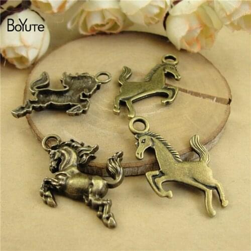 BoYuTe (50 Pieces/Lot) Factory Wholesale Diy Hand Made Jewelry Accessories Metal Alloy Vintage Animal Horse Pendant Charms