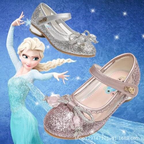 Disney childrens high heel princess party shoes summer new girls sandals baby childrens shoes little girl crystal shoes 26-36