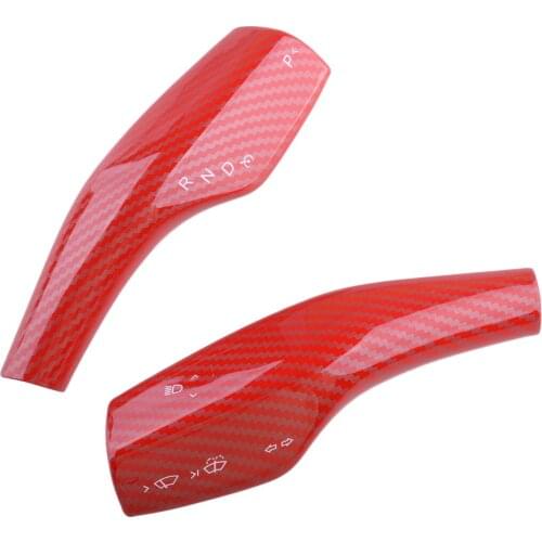 DWCX 2pcs/set Car Red Carbon Fiber Style Steering Wheel Paddle Shift Trim Cover Fit for Tesla Model 3 Y 2019 2020