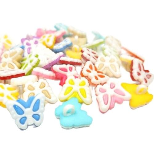 HL 60/120pcs Mixed Colors Combined Shank Butterfly Plastic Buttons Childrens Sewing Accessories DIY Scrapbooking Crafts