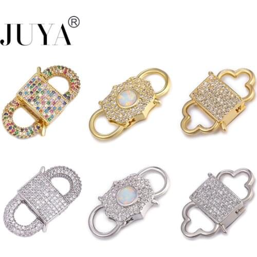 JUYA 5 Pcs Spiral Fastened Clasps Hooks For Jewelry Making Cubic Zirconia Mosaic Charm Connect ors Handmade Jewelry Accessories