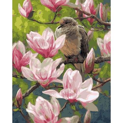Frameless picture oil painting by numbers wall decor diy painting on canvas for home decor 4050 pink Magnolia