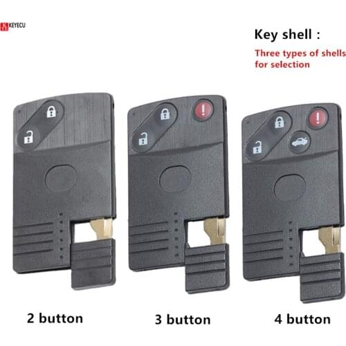 Keyecu Replacement Smart Card Remote Key Shell- 2/ 2+1/ 3/ 3+1/ 4 Buttons& Uncut Blade-FOB for Mazda 5 6 CX-7 CX-9 RX8 Miata MX5