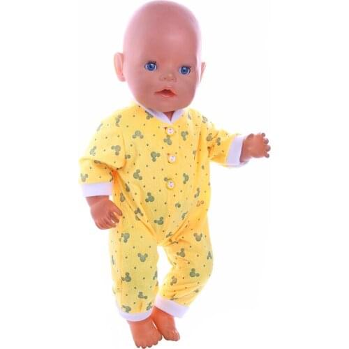 Doll Clothes Lovely yellow piece pajamas Fit 18 Inch American Doll for Chrid birthday Gift