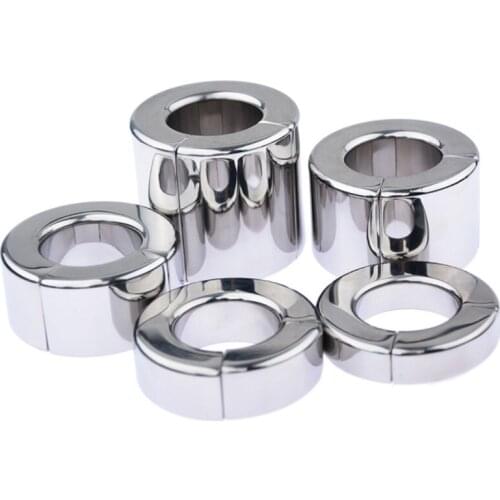 Metal Heavy Cock Ring Penis Stretcher Scrotum Pendant Restraint Bondage Magnetic Lock Hard Erection Delay Traning Ring for Men