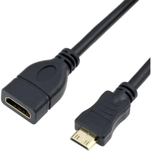 Mini HDMI Cable 0.15M Gold Plated Mini HDMI Male to HDMI Female Cabo Extension Adapter Audio and Video Sync Converters Black