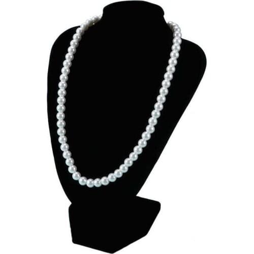 Fashion Necklace Oblate Elegant Women Party Gift 8mm White Imitation Pearl Jewelry Necklace Sweater Chain