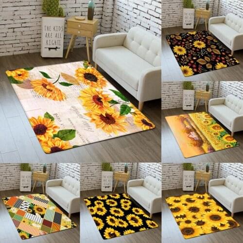 Yellow Sunflower Pattern Soft Anti-skid Carpet Non-slip Floor Mats Area Rug Living Room Bedroom Decor Rugs for Bedroom