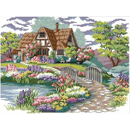 Printed Cross Stitch Kits 11CT 21.6X16.9 Inch Cotton DIY Embroidery Starter Kits Easy Patterns Embroidery for Girls Crafts Stamp