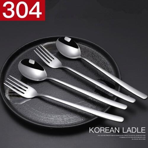 Stainless Steel Long Handle Spoons & Forks Soup Scoop Ice Cream Tea Coffee Spoon Home Tableware Dinnerware Cutlery