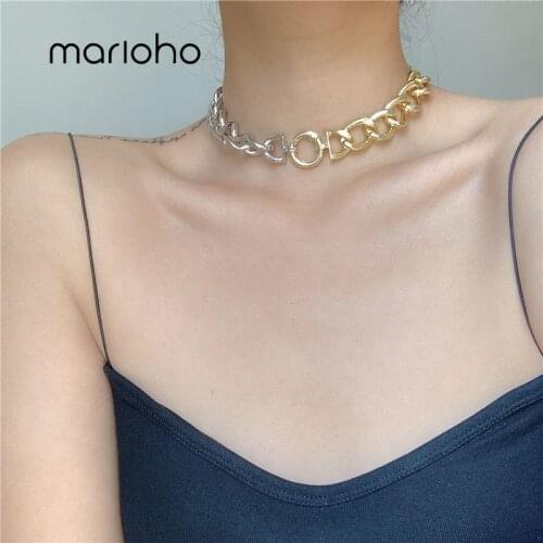 Marioho 2020 New Fashion Metal Watch Choker Necklaces Gold Color Chain pendant necklace For Women simple Party jewelry Gift
