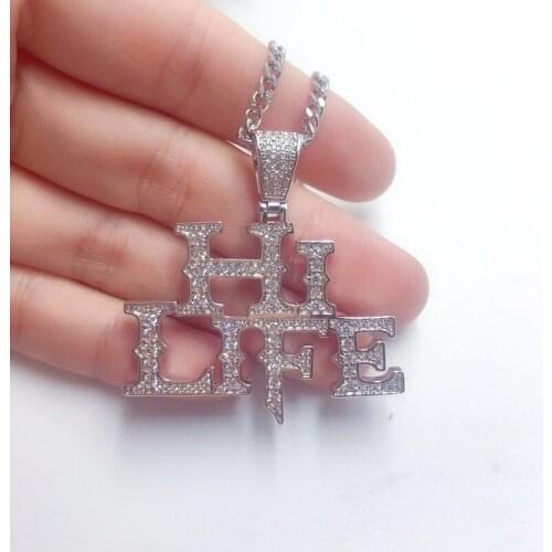 Mooers jewelry NEW trendy Iced out style HI LIFE letter pendants necklaces for men women jewelry gifts