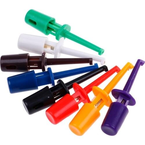 New mini 12 or 10 single test hook clamp test probes, round alligator clamp hook test clamp for electronic test IC grabber