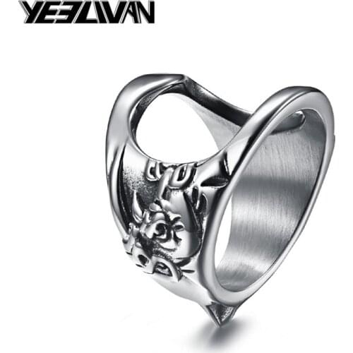 New Trend Rhinoceros Horn Mens Rings Self Defense Broken Window Screwdriver Bottle opener Multifunctional Titanium Steel Ring