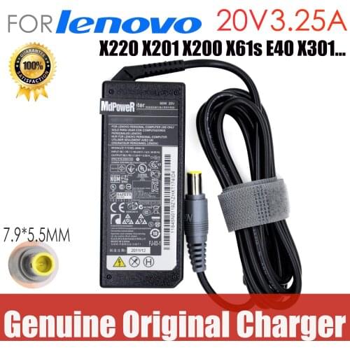 Original 20V 3.25A AC Adapter Laptop Charger For Lenovo Thinkpad R60 R61 T60 T61P x220 X201i X61s x200 X60 X61 E40 X301 45N0119
