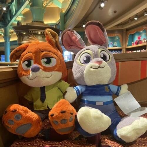 Original Disney Zootopia Authentic Nick Wilde & Judy Hopps Plush Toy Soft Stuffed Dolls 40cm Kawaii Kid Gift