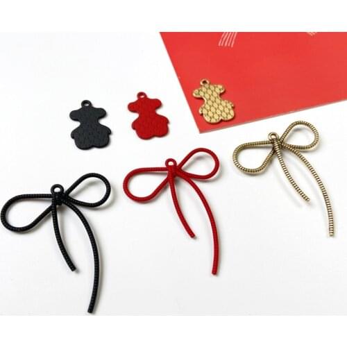 Autumn and winter sweet temperament bear bow pendant DIY earrings pendant jewelry headwear materials