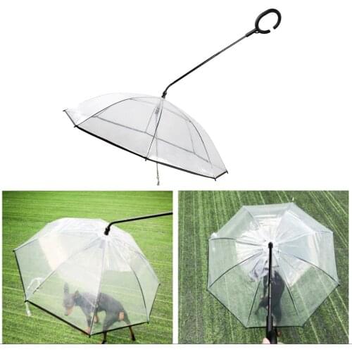 Useful Transparent TPU Pet Umbrella Small Dog Umbrella Rain Gear with Dog Leads Keeps Pet Dry Comfortable in Rain Snowing
