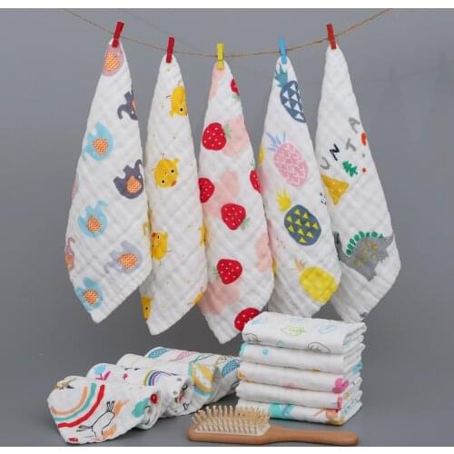 Newborn Baby Towel Cotton 6 layers Face Washcloth Towel Bibs Boy Girl Cartoon Square Handkerchief Infants Feeding Nursing Towels
