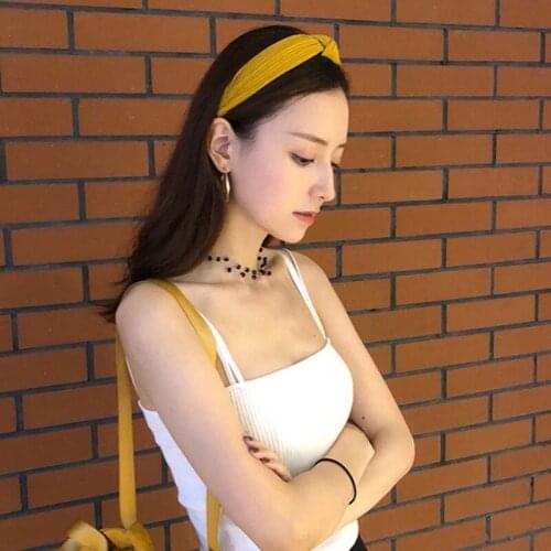 Elastic Twisted Knotted Hair Band Casual Wild Headband Fashion Accessories Women Solid Color Headwear