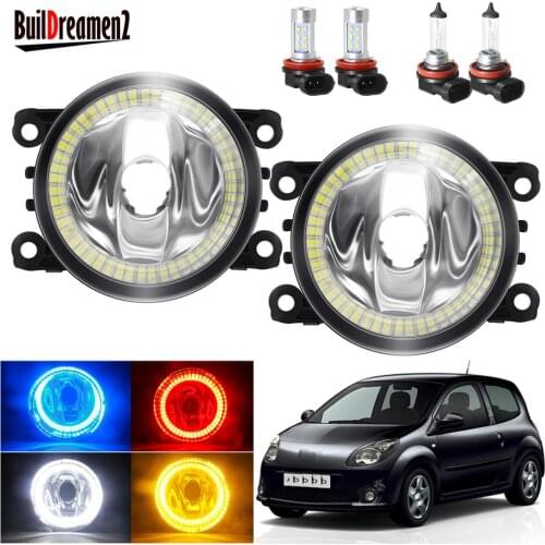 Angel Eye Fog Light For Renault Twingo II Hatchback CN0 2007-2015 Car H11 Front Bumper Fog Light Assembly Halo Ring DRL 20W 12V