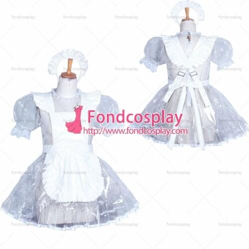 Lockable clear PVC sissy maid dress CD/TV Tailor -Made[G3856]