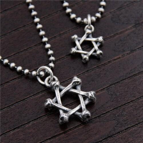 Silver Ornaments Retro Thai Silver Hexagram Couple Men Women Pendant S925 Sterling Silver Jewelry Necklace Pendant