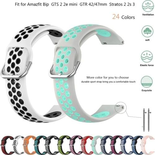 Strap for amazfit GTS 2 2e mini/bip lite Silicone Bracelet for Amazfit pace stratos 2/2s/3 GTR 47mm 42mm 2/2e Replacement Bands