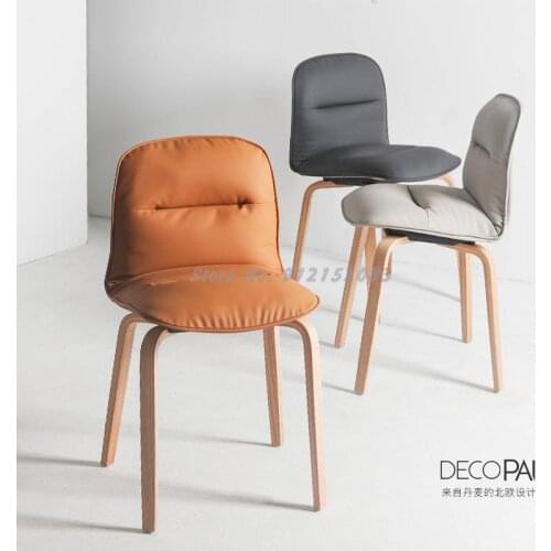 Nordic dining chair modern minimalist home single dining room cushion solid wood backrest makeup chair net red ins chair