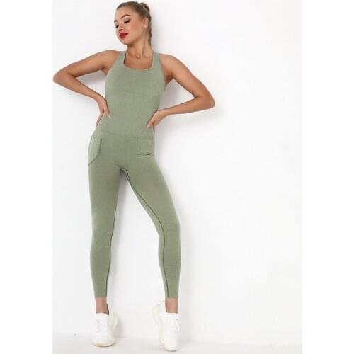 Athletic Wear High Quality Custom Logo Yoga Sets Slim Fit Track Ladies Sexy Women Yoga Jumpsuit One Piece Jumpsuit