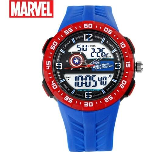 Marvel Avengers Captain America Supper Hero Teen Sport Multifunctional 5Bar Waterproof Watches Rubber LED Luminous Disney Clocks