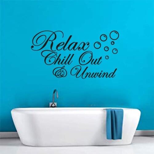 DIY Vinyl Wall Stickers for Bathroom Relax Chill Out Unwind with Bubbles Mural Wall Decal Home Decor Art Wallpaper 30x55cm