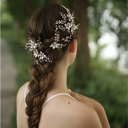 Beades Women Boddy Pins Flower Bridal Hair Pin Clip Piece Hand wired Wedding Prom Accessories Hair Jewelry