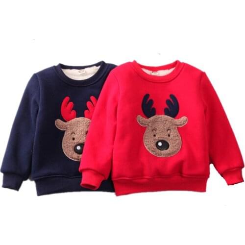 Winter Warm Sweaters Plush Thicken Baby Boys Girls T-shirt Top Autumn Childrens Clothing Toddler Sweater Christmas Clothes 1-7Y