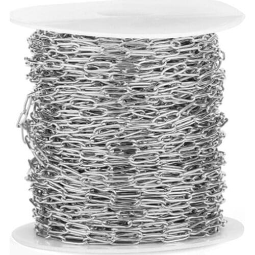 1Meter 7mm Width Stainless Steel Gold Tone Rolo Cable Hip-hop Punk Chains for Jewelry Making Supplies Wholesale Lots Bulk